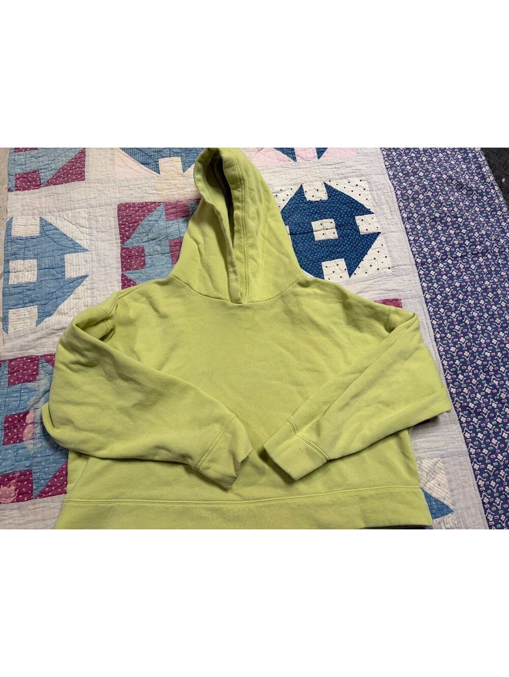 ON Lime Green Vintage Wash Pullover Hoodie Sweatshirt Size XL
